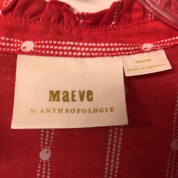 Maeve Anthropologie poppy red short flutter sleeve blouse- NWOT Sz M - Picture 2 of 7